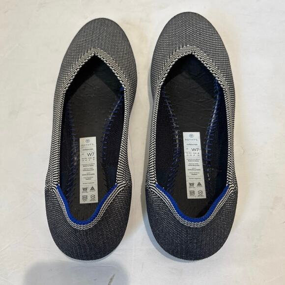 Rothys Birdseye Round Toe Flats Size 7 Grey Ballet Slip On Shoe Retired Color - Picture 9 of 9